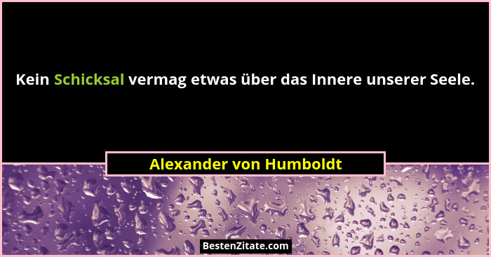 Kein Schicksal vermag etwas über das Innere unserer Seele.... - Alexander von Humboldt