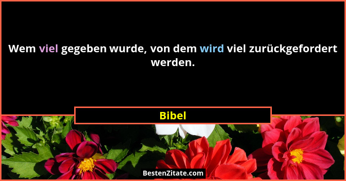 Wem viel gegeben wurde, von dem wird viel zurückgefordert werden.... - Bibel