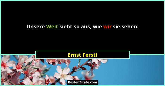 Unsere Welt sieht so aus, wie wir sie sehen.... - Ernst Ferstl