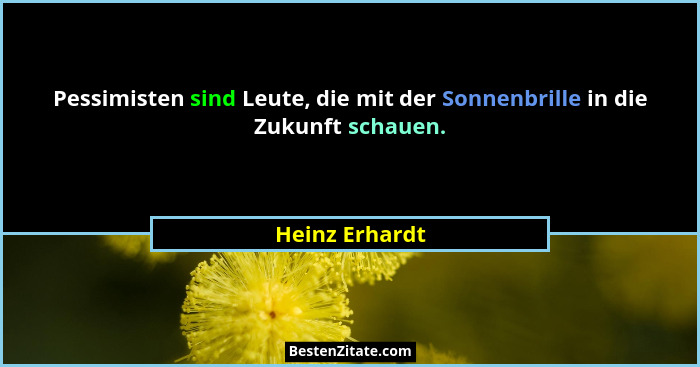Pessimisten sind Leute, die mit der Sonnenbrille in die Zukunft schauen.... - Heinz Erhardt
