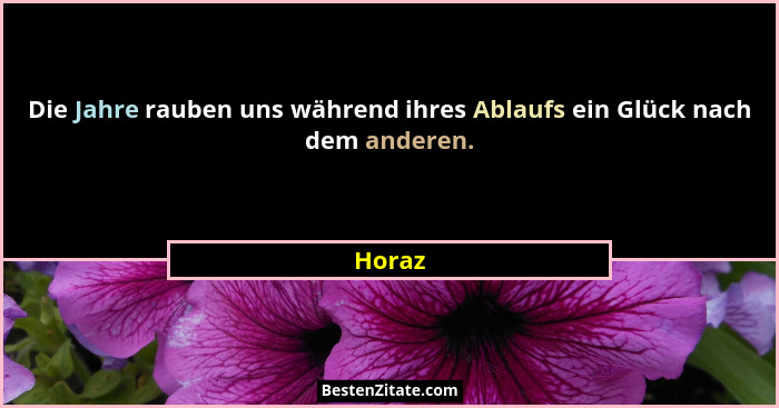 Die Jahre rauben uns während ihres Ablaufs ein Glück nach dem anderen.... - Horaz