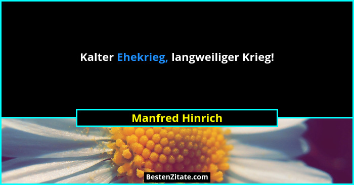 Kalter Ehekrieg, langweiliger Krieg!... - Manfred Hinrich
