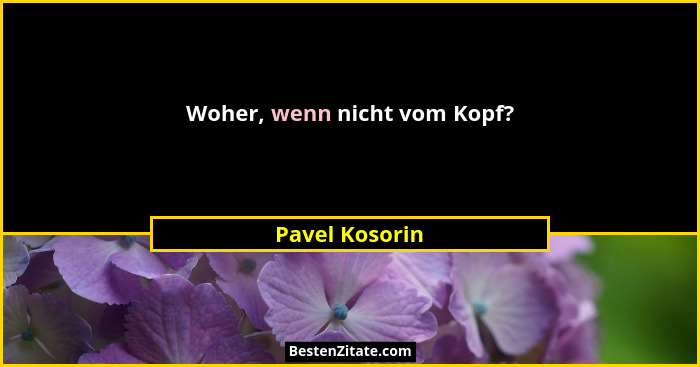 Woher, wenn nicht vom Kopf?... - Pavel Kosorin