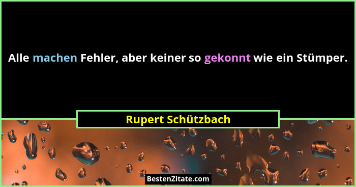 Alle machen Fehler, aber keiner so gekonnt wie ein Stümper.... - Rupert Schützbach