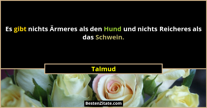 Es gibt nichts Ärmeres als den Hund und nichts Reicheres als das Schwein.... - Talmud