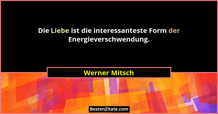 Die Liebe ist die interessanteste Form der Energieverschwendung.... - Werner Mitsch