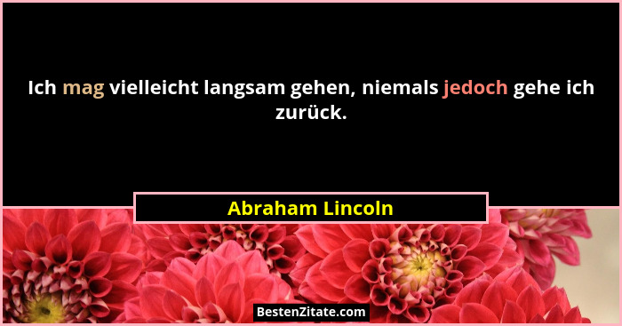Ich mag vielleicht langsam gehen, niemals jedoch gehe ich zurück.... - Abraham Lincoln