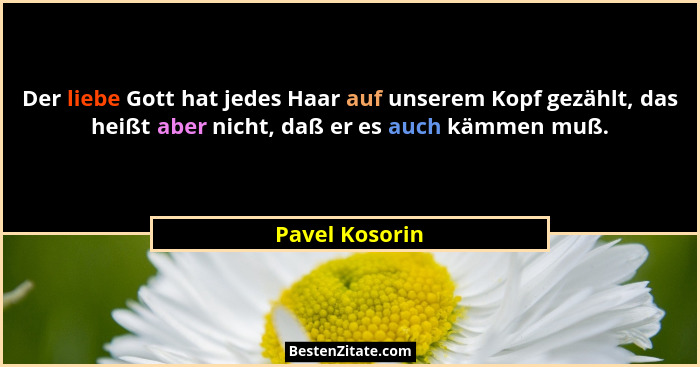 Der liebe Gott hat jedes Haar auf unserem Kopf gezählt, das heißt aber nicht, daß er es auch kämmen muß.... - Pavel Kosorin