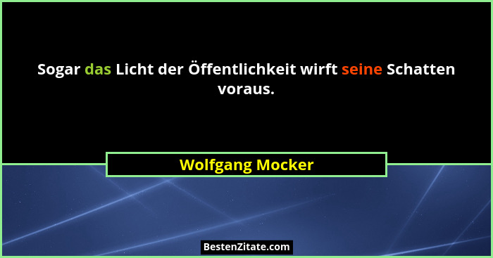 Sogar das Licht der Öffentlichkeit wirft seine Schatten voraus.... - Wolfgang Mocker
