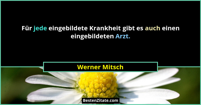 Für jede eingebildete Krankheit gibt es auch einen eingebildeten Arzt.... - Werner Mitsch