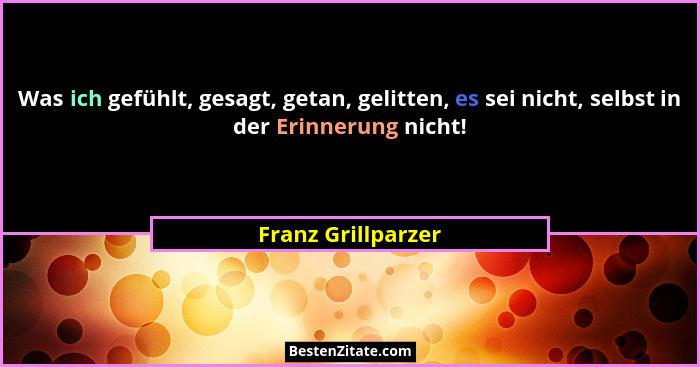 Was ich gefühlt, gesagt, getan, gelitten, es sei nicht, selbst in der Erinnerung nicht!... - Franz Grillparzer