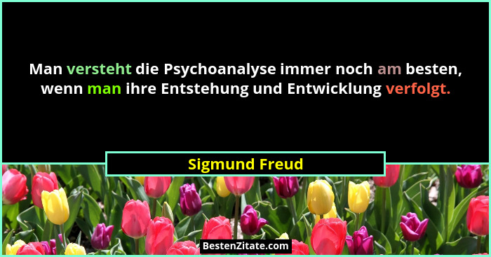 Man versteht die Psychoanalyse immer noch am besten, wenn man ihre Entstehung und Entwicklung verfolgt.... - Sigmund Freud