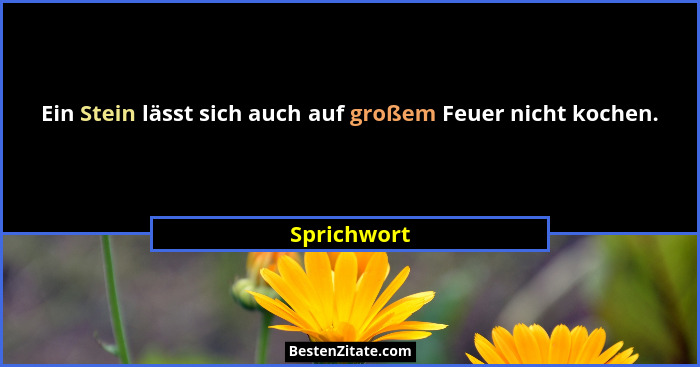 Ein Stein lässt sich auch auf großem Feuer nicht kochen.... - Sprichwort