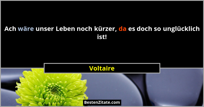 Ach wäre unser Leben noch kürzer, da es doch so unglücklich ist!... - Voltaire