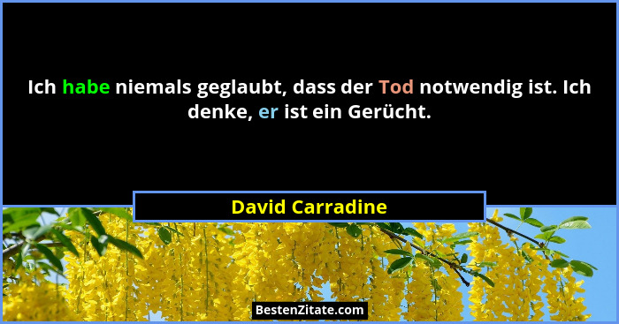 Ich habe niemals geglaubt, dass der Tod notwendig ist. Ich denke, er ist ein Gerücht.... - David Carradine
