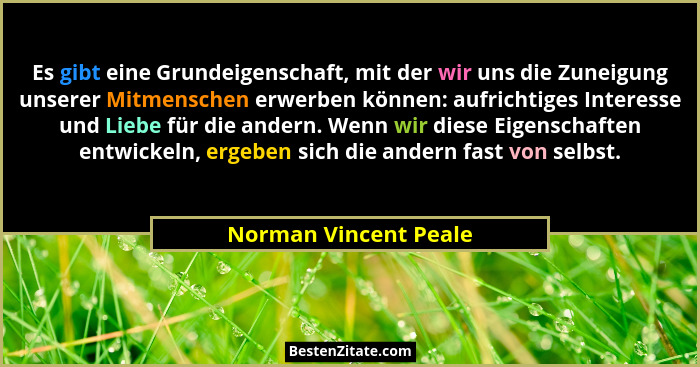 Es gibt eine Grundeigenschaft, mit der wir uns die Zuneigung unserer Mitmenschen erwerben können: aufrichtiges Interesse und Li... - Norman Vincent Peale