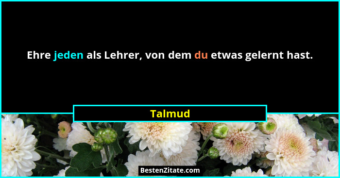 Ehre jeden als Lehrer, von dem du etwas gelernt hast.... - Talmud