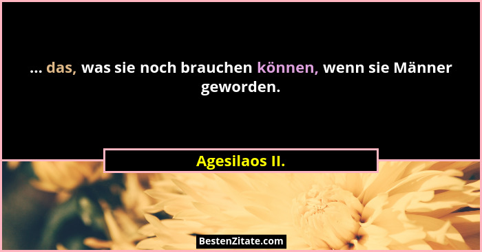 ... das, was sie noch brauchen können, wenn sie Männer geworden.... - Agesilaos II.