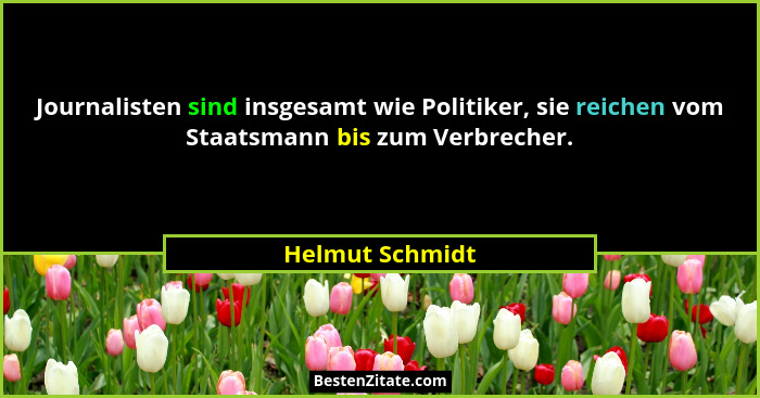 Journalisten sind insgesamt wie Politiker, sie reichen vom Staatsmann bis zum Verbrecher.... - Helmut Schmidt