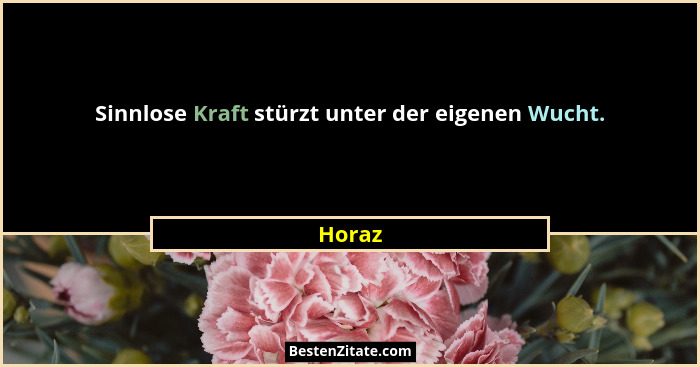 Sinnlose Kraft stürzt unter der eigenen Wucht.... - Horaz