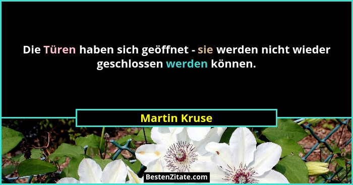 Die Türen haben sich geöffnet - sie werden nicht wieder geschlossen werden können.... - Martin Kruse