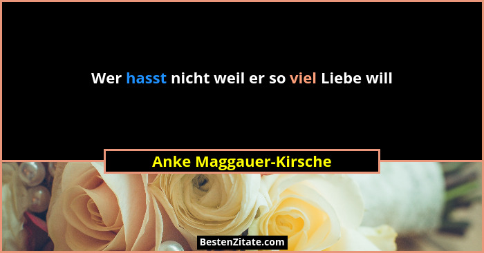 Wer hasst nicht weil er so viel Liebe will... - Anke Maggauer-Kirsche