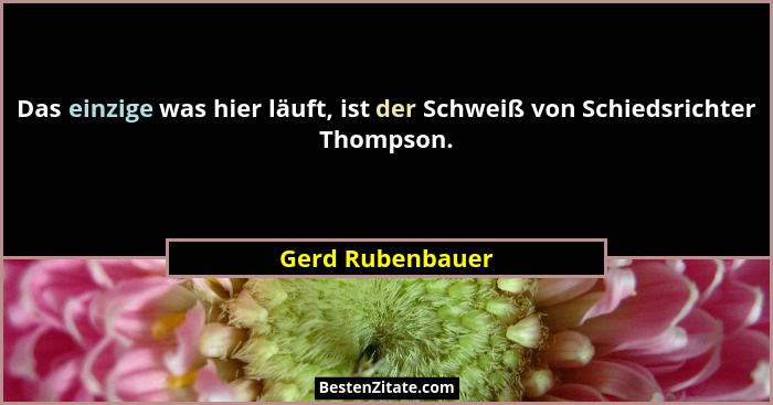 Das einzige was hier läuft, ist der Schweiß von Schiedsrichter Thompson.... - Gerd Rubenbauer