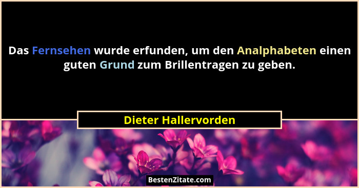 Das Fernsehen wurde erfunden, um den Analphabeten einen guten Grund zum Brillentragen zu geben.... - Dieter Hallervorden