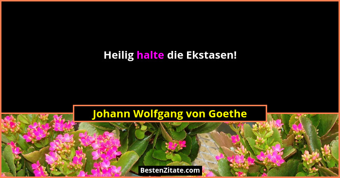 Heilig halte die Ekstasen!... - Johann Wolfgang von Goethe