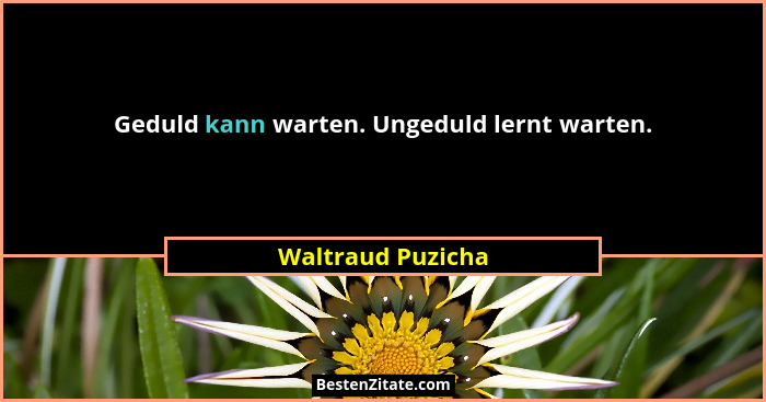 Geduld kann warten. Ungeduld lernt warten.... - Waltraud Puzicha