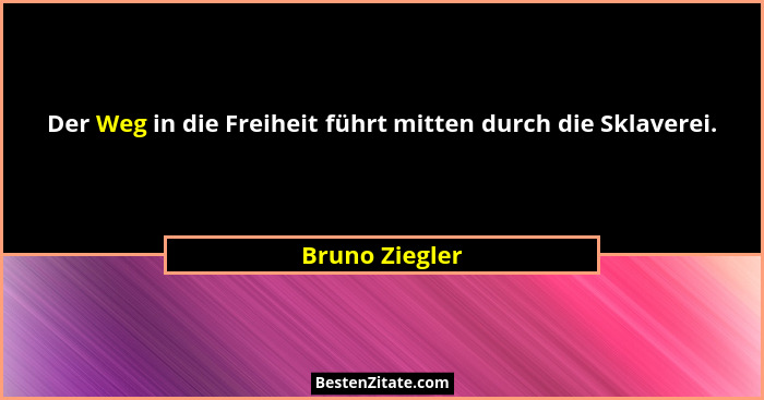 Der Weg in die Freiheit führt mitten durch die Sklaverei.... - Bruno Ziegler