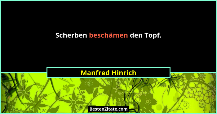 Scherben beschämen den Topf.... - Manfred Hinrich