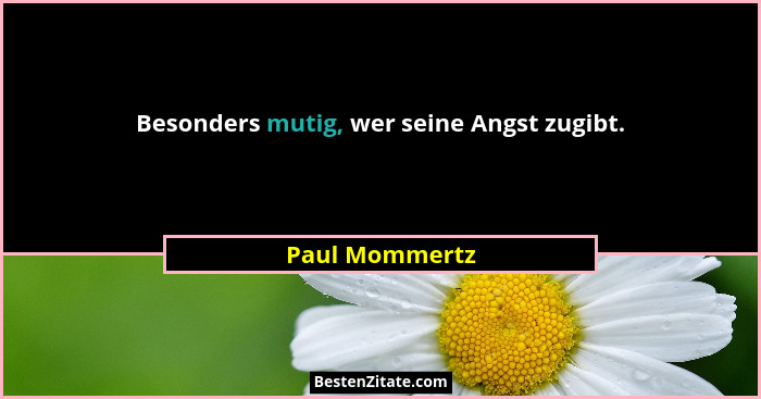 Besonders mutig, wer seine Angst zugibt.... - Paul Mommertz