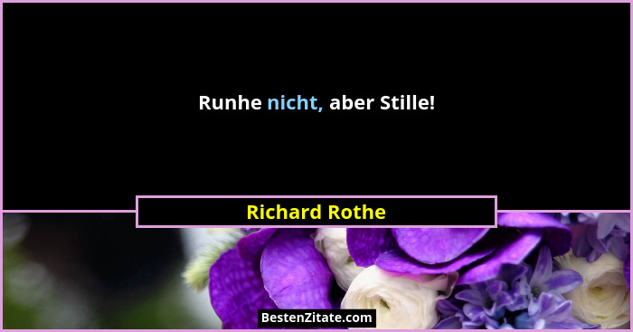 Runhe nicht, aber Stille!... - Richard Rothe