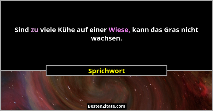 Sind zu viele Kühe auf einer Wiese, kann das Gras nicht wachsen.... - Sprichwort