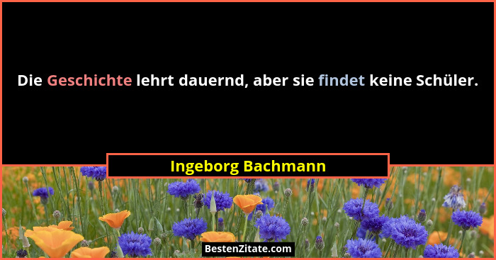Die Geschichte lehrt dauernd, aber sie findet keine Schüler.... - Ingeborg Bachmann
