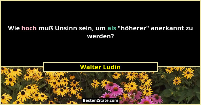 Wie hoch muß Unsinn sein, um als "höherer" anerkannt zu werden?... - Walter Ludin