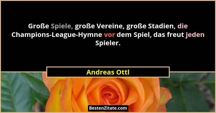 Große Spiele, große Vereine, große Stadien, die Champions-League-Hymne vor dem Spiel, das freut jeden Spieler.... - Andreas Ottl