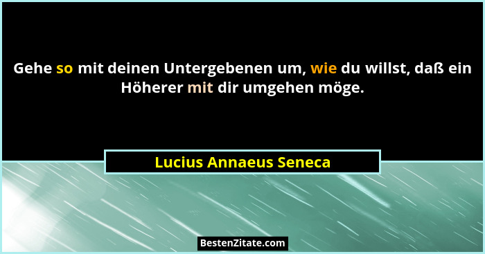 Gehe so mit deinen Untergebenen um, wie du willst, daß ein Höherer mit dir umgehen möge.... - Lucius Annaeus Seneca