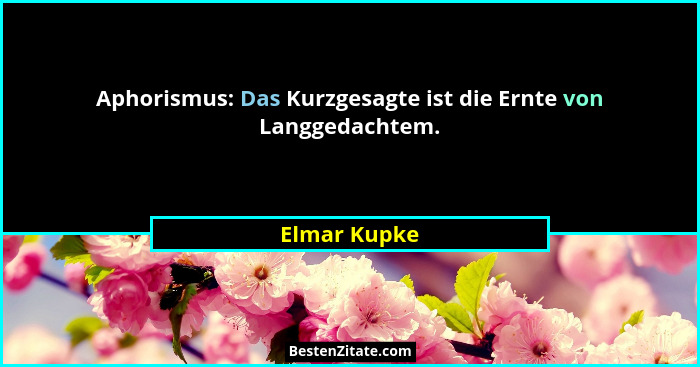 Aphorismus: Das Kurzgesagte ist die Ernte von Langgedachtem.... - Elmar Kupke
