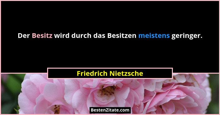 Der Besitz wird durch das Besitzen meistens geringer.... - Friedrich Nietzsche