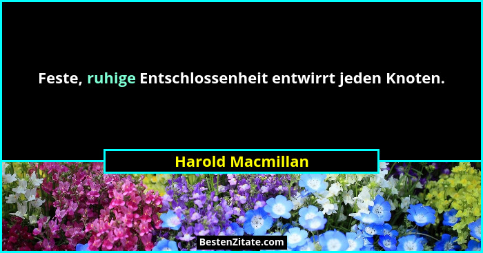 Feste, ruhige Entschlossenheit entwirrt jeden Knoten.... - Harold Macmillan