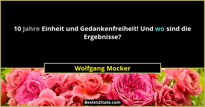 10 Jahre Einheit und Gedankenfreiheit! Und wo sind die Ergebnisse?... - Wolfgang Mocker