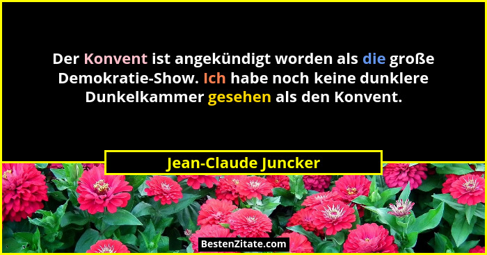 Der Konvent ist angekündigt worden als die große Demokratie-Show. Ich habe noch keine dunklere Dunkelkammer gesehen als den Konv... - Jean-Claude Juncker