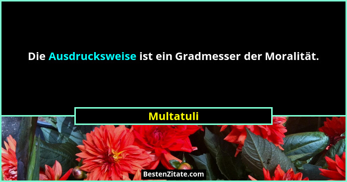 Die Ausdrucksweise ist ein Gradmesser der Moralität.... - Multatuli