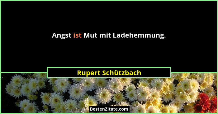 Angst ist Mut mit Ladehemmung.... - Rupert Schützbach