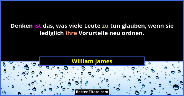 Denken ist das, was viele Leute zu tun glauben, wenn sie lediglich ihre Vorurteile neu ordnen.... - William James