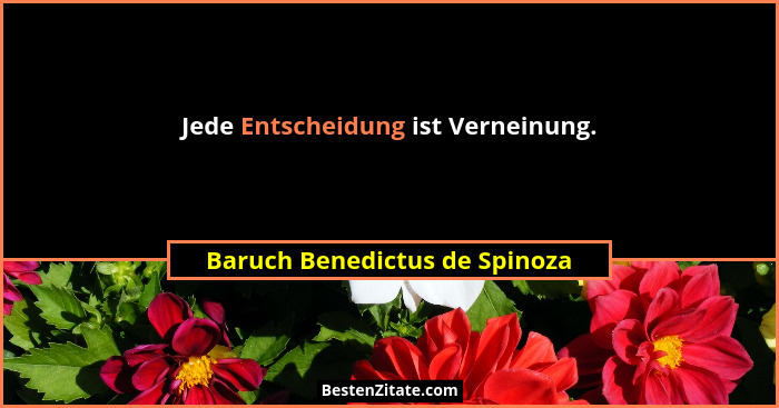 Jede Entscheidung ist Verneinung.... - Baruch Benedictus de Spinoza