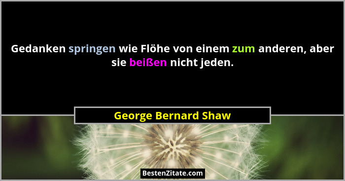 Gedanken springen wie Flöhe von einem zum anderen, aber sie beißen nicht jeden.... - George Bernard Shaw