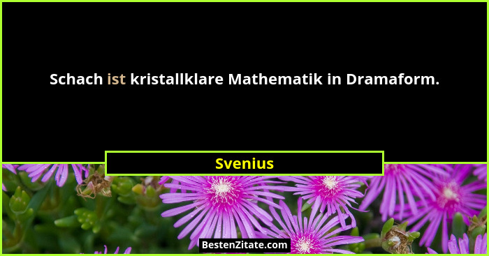 Schach ist kristallklare Mathematik in Dramaform.... - Svenius